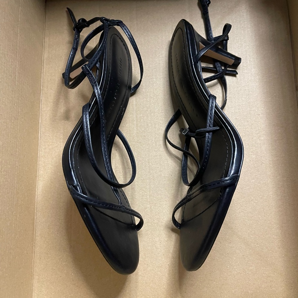 ZARA LEATHER HIGH HEELED STRAPPY SANDALS